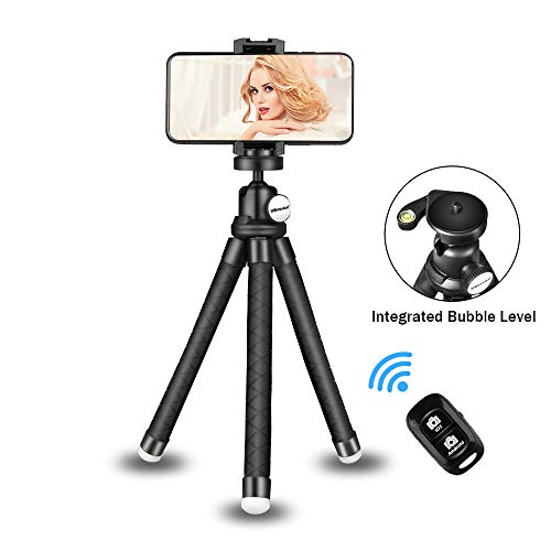Book Cover UBeesize Phone Tripod Stand, Portable Cellphone Camera Tripod with Bluetooth Remote, Compatible with iPhone and Android Phone, Great for Selfies/Vlogging/Streaming/Photography/Recording