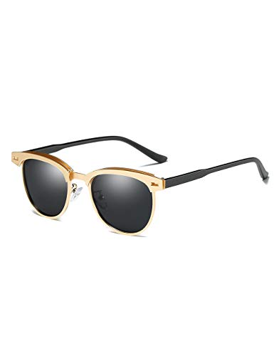 Book Cover Mens Sunglasses Polarized Retro Classic Semi Rimless Sun Glasses for Women Vintage UV400 Protection With Case