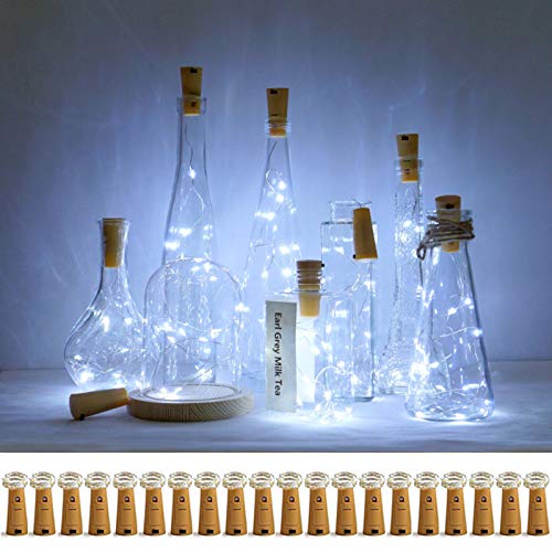 Book Cover Decorman Wine Bottle Cork Lights, 20 Pack 20 LED Cool White Cork Shape Silver Copper Wire LED Starry Fairy Mini String Lights for DIY/Decor/Party/Wedding/Christmas/Halloween