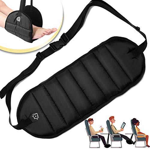 Book Cover Foot Rest Airplane Travel Footrest - Flight Leg Hammock Hanger Sling to Prevent Back, Leg, Knee, Hip Pain & Stiffness - Portable Travel Accessories Adjustable Height for Plane, Train, Office