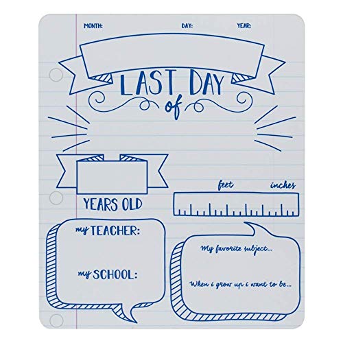 Book Cover Canopy Street Note Book First & Last Day of School Reusable Dry Erase Chalkboard Style Sign Photo Prop Set - Easy Clean Back to School and Last Day Sign - Notebook Design 10