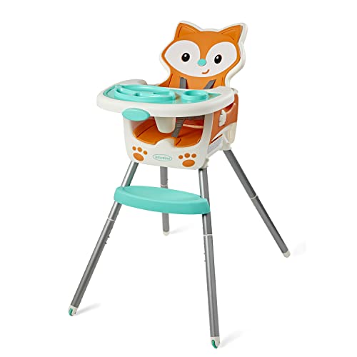 Book Cover Infantino 4-in-1 High Chair - Space-Saving, Multi-Stage Booster and Toddler Chair with Multi-use Meal mat and Dishwasher-Safe Tray, in a Fox-Themed Design