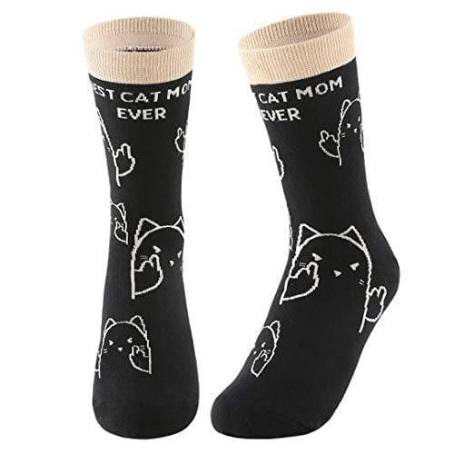 Book Cover UpKiwi Cat Mom Women's Socks - Funny, Cute Novelty Gifts for Animal Lovers