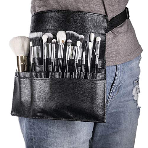 Book Cover DFIEER 22 Pockets Professional Cosmetic Makeup Brush Bag with Artist Belt Strap for Women (Brush Not Included)