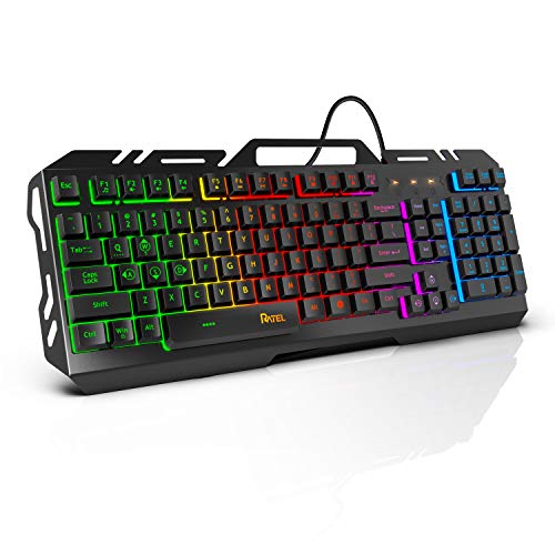 Book Cover Gaming Keyboard, RATEL Colorful Rainbow LED Backlit USB Wired Keyboard with Spill-Resistant Design for Desktop, Computer