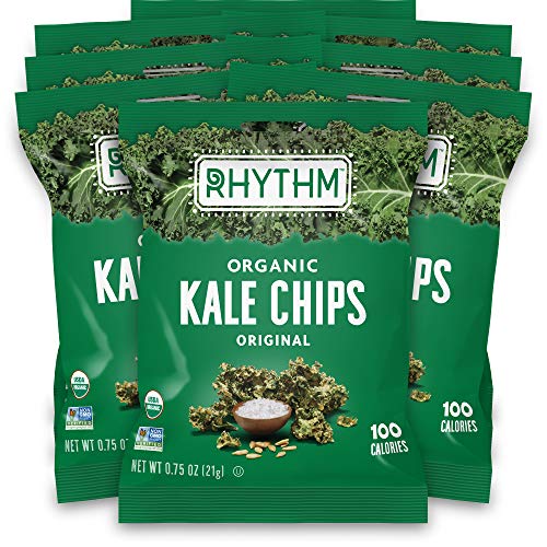 Book Cover Rhythm Superfoods Kale Chips, Original, Organic and Non-GMO, 0.75 Oz (Pack of 8) Single Serves, Vegan/Gluten-Free Superfood Snacks
