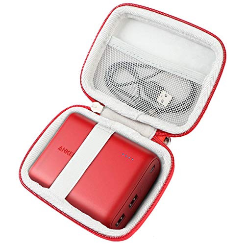 Book Cover Khanka Hard Travel Case Replacement for Anker PowerCore 13000 13000mAh 10400 Portable Charger 2-Port Ultra Battery Power Bank (red Zipper)