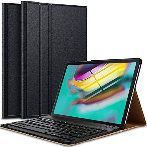 Book Cover IVSO Case with Keyboard for Samsung Galaxy TAB S5e,Keyboard Case Wireless Front Prop Stand Cover Compatible with Samsung Galaxy Tab S5e SM-T720 (Wi-Fi) SM-T725 (LTE) 10.5 2019 Release Tablet(Black)