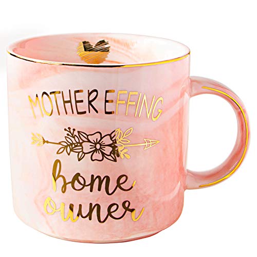 Book Cover VILIGHT Housewarming Gifts for New Home Present for Women - Mother Effing Homeowner Mug Funny Marble Ceramic Coffee Cup 11 Oz