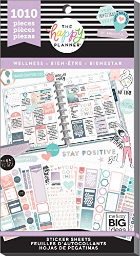Book Cover Me & My Big Ideas Happy Planner Sticker Value Pack-Wellness, 1010/Pkg, Multi