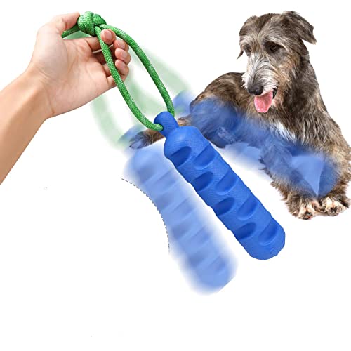 Book Cover YUEJING Durable Dog Chew Toys, Interactive Tough Squeaky Dog Toy On A Rope, Indestructible Squeaky Dog Bone-Shaped Pet Chew Toy for Medium Large Dog, Natural Rubber Non-Toxic