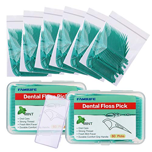 Book Cover FAMILIFE Dental Floss Picks for Teeth, Fresh Mint, 420 Count Disposable Toothpicks Floss Holder Unfluorine Travel Flossers Picks Sticks Super Flossers with Cases for Oral Care and Health