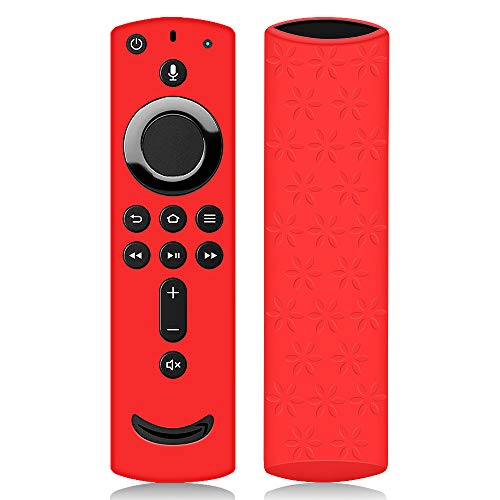 Book Cover Remote Case/Cover for Fire TV Stick 4K, Protective Silicone Holder Lightweight [Anti Slip] ShockProof for Fire TV Cube/Fire TV(3rd Gen)Compatible with All-New 2nd Gen Alexa Voice Remote Control (Red)