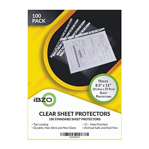 Book Cover Pack of 100 Clear Sheet Protectors 8.5