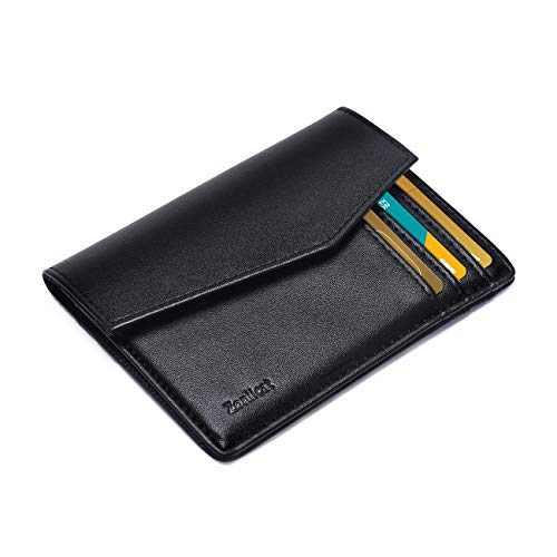 Book Cover Slim Men's Wallets, Zonlicat Minimalist Front Pocket RFID Blocking Genuinu Leather Credit Card Holder Wallet