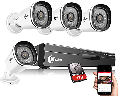 Book Cover XVIM 1TB Hard Drive 8CH 1080P Home Security Camera System with IP66 Waterproof Cameras, CCTV Recorder 4PCS HD 1920TVL Home Surveillance Cameras with Night Vision, Easy Remote Access