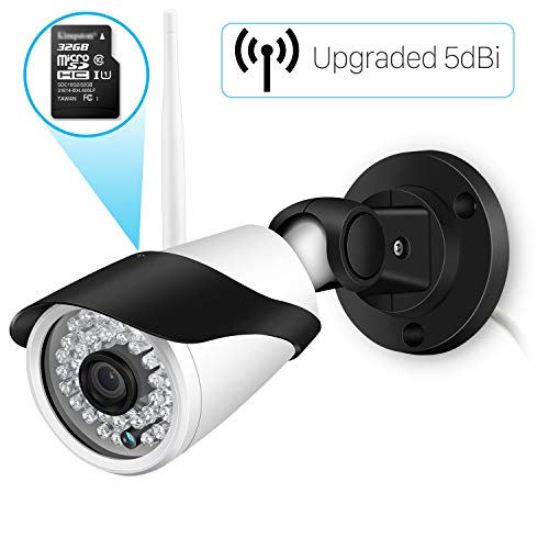 Book Cover Outdoor WiFi Security Camera, HD 1080P Wireless Survenience IP Camera with 32GB SD Card, IP66 Waterproof Bullet Camera for Home, Support Motion Detection FTP 65ft Night Vision Remote View Onvif Cam