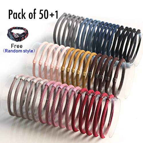 Book Cover 50 Pack Hair Ties Hair Bands For Women Elastic Bands Good for Thick Hair High Stretch Ponytail Holders Hair Rubber Bands Hair Rope for Girls and Womens Hair Accessories(10 Solid Colors)