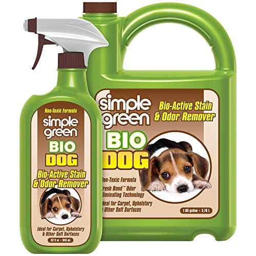 Book Cover SIMPLE GREEN Bio Dog Active Stain & Odor Remover - Enzyme Cleaner & Stain Remover for Carpet, Rugs & Fabric â€“ eliminates Urine Odor (32 oz Spray & 1 gal Refill)