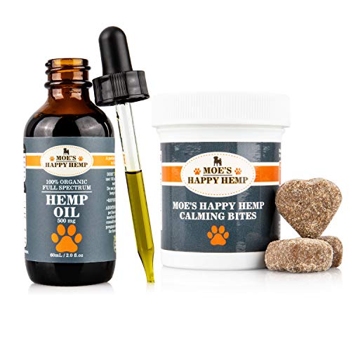 Book Cover Organic Hemp Oil for Dogs with Calming Treats: Dog Anxiety Relief and Calm Aid for Hyperactive or Aggressive Pets - Daily Supplement to Support Joints, Healthy Skin and Coat - 2 Ounce Dropper Bottle