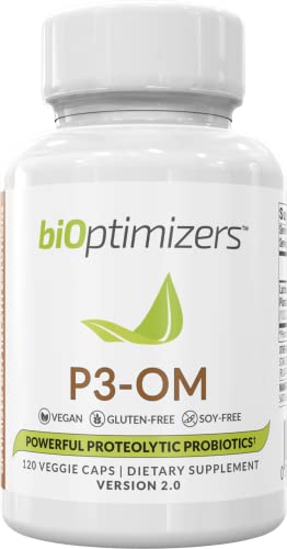 Book Cover P3-OM - Proteolytic Probiotic and Prebiotic Supplement - Contains Lactobacillus Plantarum OM - Can Provide Immune Support - May Help Improve Gut Health to Help with Bloating and Gas, 120 Capsules