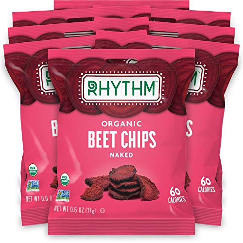 Book Cover Rhythm Superfoods Beet Chips, Naked, Organic and Non-GMO, Single Serves, Vegan, Gluten-Free Snacks, 0.6 Ounce (Pack of 8)