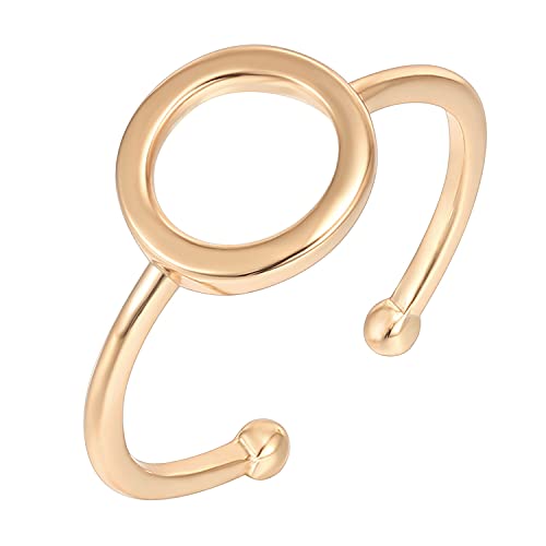 Book Cover PAVOI 14K Gold Plated Rings for Women | Gold Karma Circle Ring | Stackable Rings