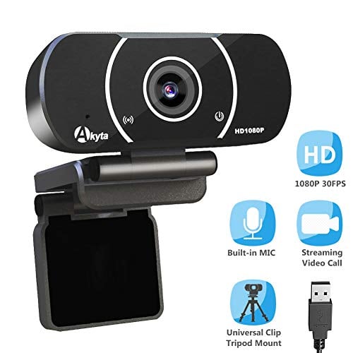 Book Cover Akyta HD Streaming Webcam 1080P, Video Calling and Recording Web Camera, USB Camera for Computer, Laptop, Desktop, YouTube, OBS, Skype, Facebook, Flexible Rotatable Clip with Tripod Mount Hole