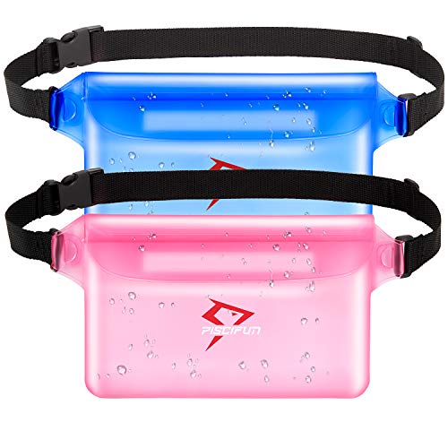 Book Cover Piscifun Waterproof Pouch with Waist Strap, IPX8 Certified Waterproof Waist Bag, Safety to Keep Your Phone and Valuables - Great as a Waterproof Phone Case or Waterproof Wallet 2 Pack Black
