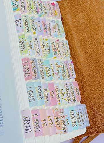 Book Cover Decorative Bible Tabs - Gold Foil - Laminated - Indexing - Journaling - 66 Book Tabs - 9 Blank Tabs