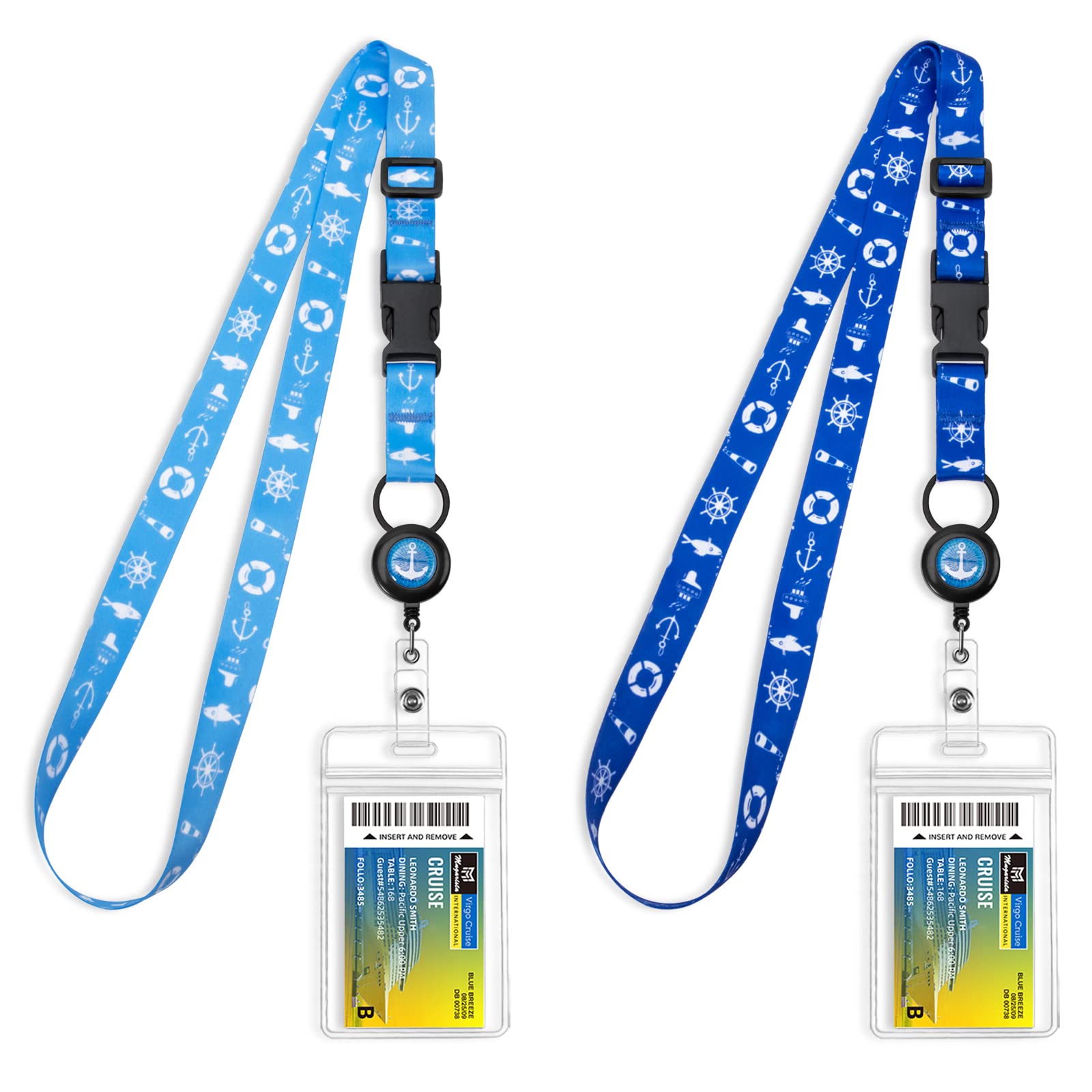 Book Cover Cruise Lanyards, Adjustable Lanyard with Retractable Reel, Waterproof ID Badge Holder for All Cruises Ships Key Cards, 2pack â€¦