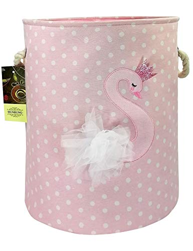 Book Cover HUNRUNG Large Laundry Hamper,Cartoon Organizer Bin for Baby Nursery,Toys,Laundry,Baby Clothing,Gift Baskets (Swan)