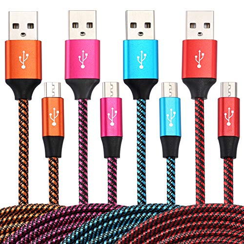 Book Cover Micro USB Cable,Bynccea [4-Pack 10FT] Cell Phone Charger Android Nylon Braided Fast Charging Cord Compatible with Samsung Galaxy S6 S7 J3 J7 Edge,LG,HTC,Moto,Kindle Fire,Sony,Xbox,PS4(Multi-Colored)