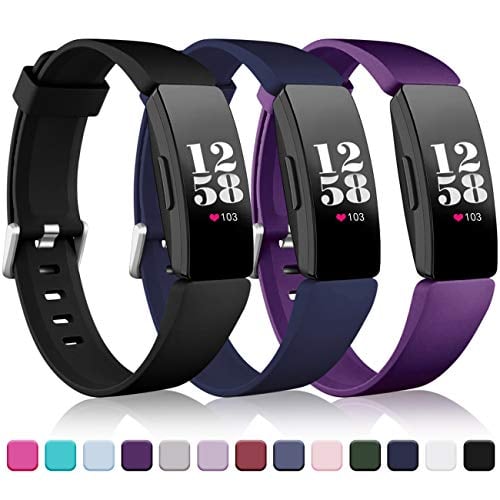 Book Cover Wepro Bands Compatible Fitbit Inspire HR & Ace 2 for Women Men Kids, Small, Replacement Wristband Sports Strap Band for Fitbit Ace 2 & Inspire Fitness Tracker, Black, Navy Blue, Plum