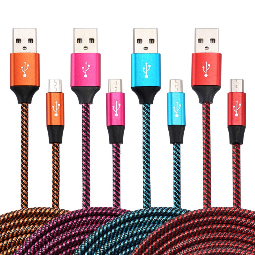 Book Cover Micro USB Cable,Bynccea High Speed Cell Phone Charger Android Charger Cable 6FT [4-Pack] Nylon Braided Fast Charging Cord Compatible with Samsung Galaxy S6 S7 Edge J3 J7,LG,HTC,Motorola,Sony,Xbox,PS4 1.Multi-Colored