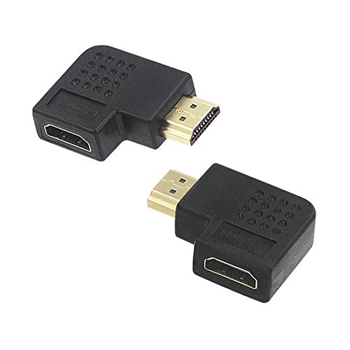 Book Cover VCE 2-Pack HDMI l Shape Adapter 90 and 270 Degree Right Angle HDMI Male to Female Vertical Flat Adapter 3D 4K Supported