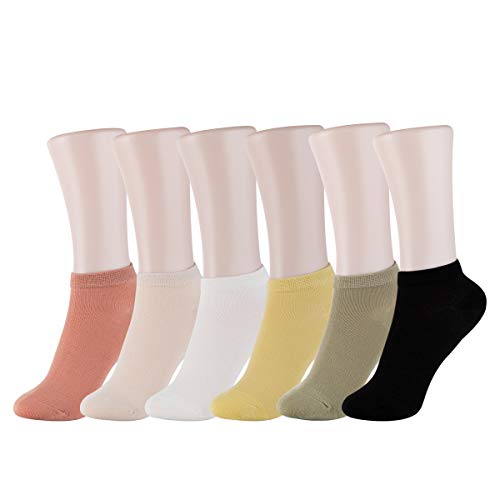 Book Cover Women's Bamboo No Show Casual Socks Low Cut Crew Pack of 6