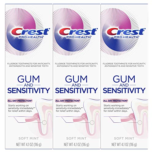 Book Cover Crest Pro-Health Gum and Sensitivity, Sensitive Toothpaste, All-Day Protection, (Pack of 3), 4.1 oz