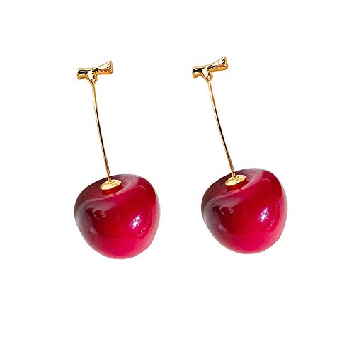 Book Cover Moca 3D Red Cherry Drop Earrings Cute Fruit Gold Dangle Earrings Charm Jewelry Gift Earrings for Women Girls