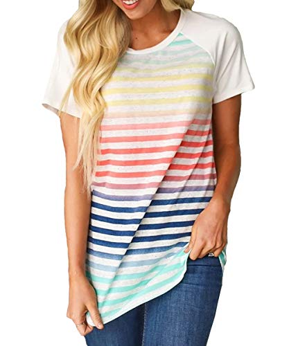 Book Cover Karuina Womens Short Sleeve Color Block T-Shirts Casual Summer Stripe Tees Tops