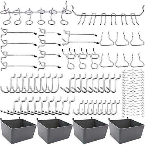 Book Cover FRIMOONY Pegboard Hooks Assortment with Pegboard Bins, Peg Locks, for Organizing Various Tools, 80 Piece
