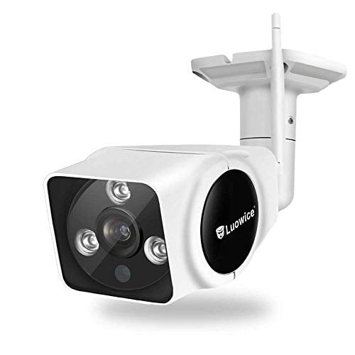 Book Cover Luowice Wireless Security Camera Outdoor 1080P WiFi IP Camera with Intercom Function HD Surveillance Camera 100ft Night Vision and Built-in 64G Micro SD Card IP66 Waterproof