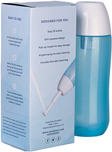 Book Cover GenieBidet 78956 GO Easy-to-use Portable Bidet with Telescoping Storage, Travel Bag, 400 ml Cap. & Perfectly Angled Nozzle Spray Resistant, Water Will not Leak Out of The Bottom While Upright, Blue