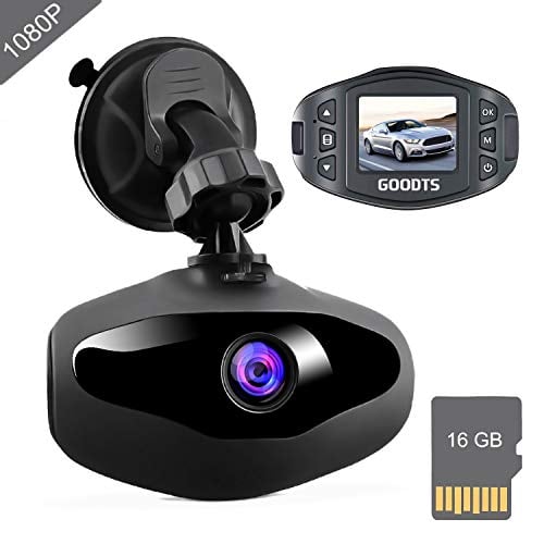 Book Cover Dash Cam GOODTS Full HD 1080P Mini Car Camera Driving Recorder 1.5 inch Screen 170°Wide Angle, Dashboard Camera with G-Sensor Loop Recording WDR Motion Detection Night Vision (16GB Card Included)