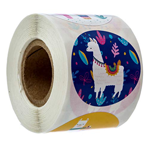 Book Cover Llama Party Stickers / 250 Stickers per roll / 6 Colorful Alpaca Designs