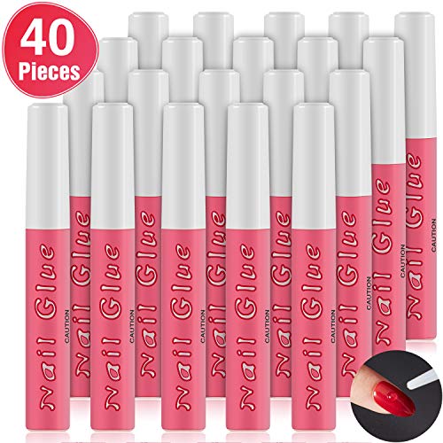 Book Cover Nail Tip Glue Beauty False Adhesive Nail Glue Tip Nails Acrylic Glue for Nails Tips Make Up, 0.07 oz (40 Pieces)