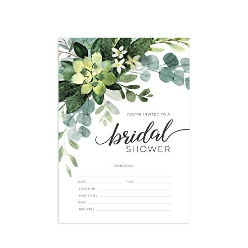 Book Cover Canopy Street Greenery Fill In the Blank Bridal Shower Invitation / 25 Bridal Shower Invitations and Envelopes / 5