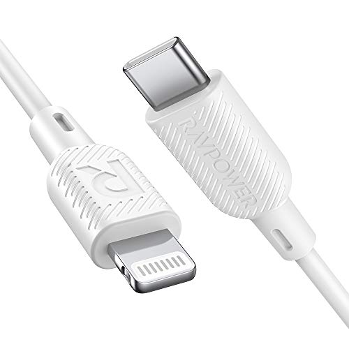 Book Cover USB C to Lightning Cable RAVPower [3ft Mfi Certified] Supports Power Delivery Fast Charging with Type C PD Charger Compatible with iPhone X XS XR XS Max 8 Plus 8, White