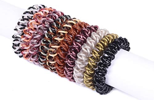 Book Cover Spiral Coil Hair Ties No Crease Ponytail Holder for Women Pack of 10 Colors
