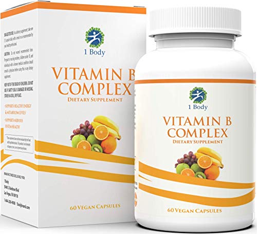 Book Cover Vitamin B Complex â€“ 5-MTHF Folate with B1, B2, B5, B6, Methyl B12, Niacin, Biotin â€“ Wide Range of Benefits for Stress, Heart Health, Nervous System Support, Healthy Brain Function